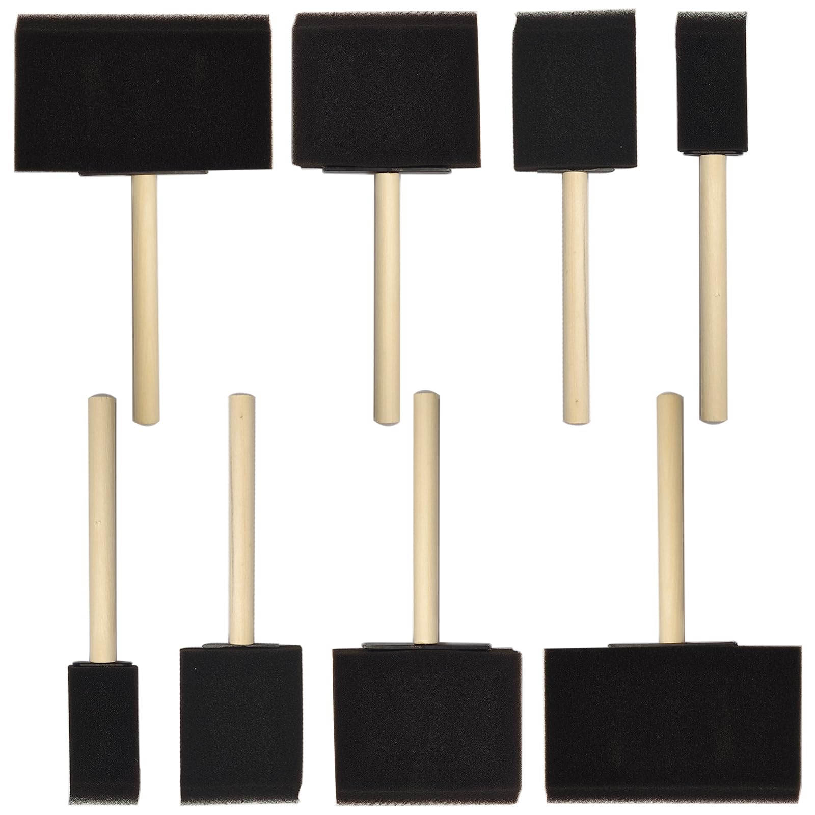 Photo 1 of 6pcs only   Foam Paint Brushes, 4 Sizes Wood Handle & Sponge-Tipped, 1", 2", 3", 4", Foam Brushes for Staining, Varnishes, Large Area Painting and DIY Craft Projects