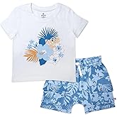 HonestBaby baby-boys 2 Piece Baby Toddler Short Sleeve and Shorts Set for Girls, Boys, Unisex