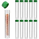 10 Pcs Plastic Vials with Caps, 20ml Clear Vials with Screw Caps Small Liquid Sample Vial Leak-Proof and Flat Test Tubes Clea