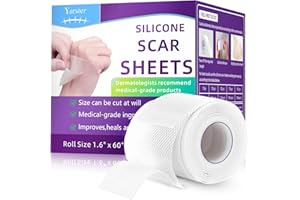 Yarster Silicone Scar Sheets, Silicone Scar Tape(1.6"x 60" Roll-1.5M), Medical Grade Scar Sheets, Scar Tape for Surgical Scars, Burn, C-Section, Keloid Scars, Acne Treatment, Stretch Marks Removal