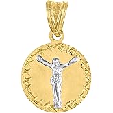 10kt Gold Two-Tone Diamond-Cut Unisex Jesus Religious Charm Pendant