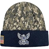 Icon Sports U.S. Military Beanie – Official Embroidered Flag Patch Warm Winter Knit Cap Adult Unisex Hats for Men Women (U.S. Navy/Black Digital Camo, One Size)