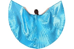 NIMIMAN Belly Dance Wings with Sticks for Halloween Christmas Performance Isis Wings Dance Costume Angel Wings(Sky Blue)