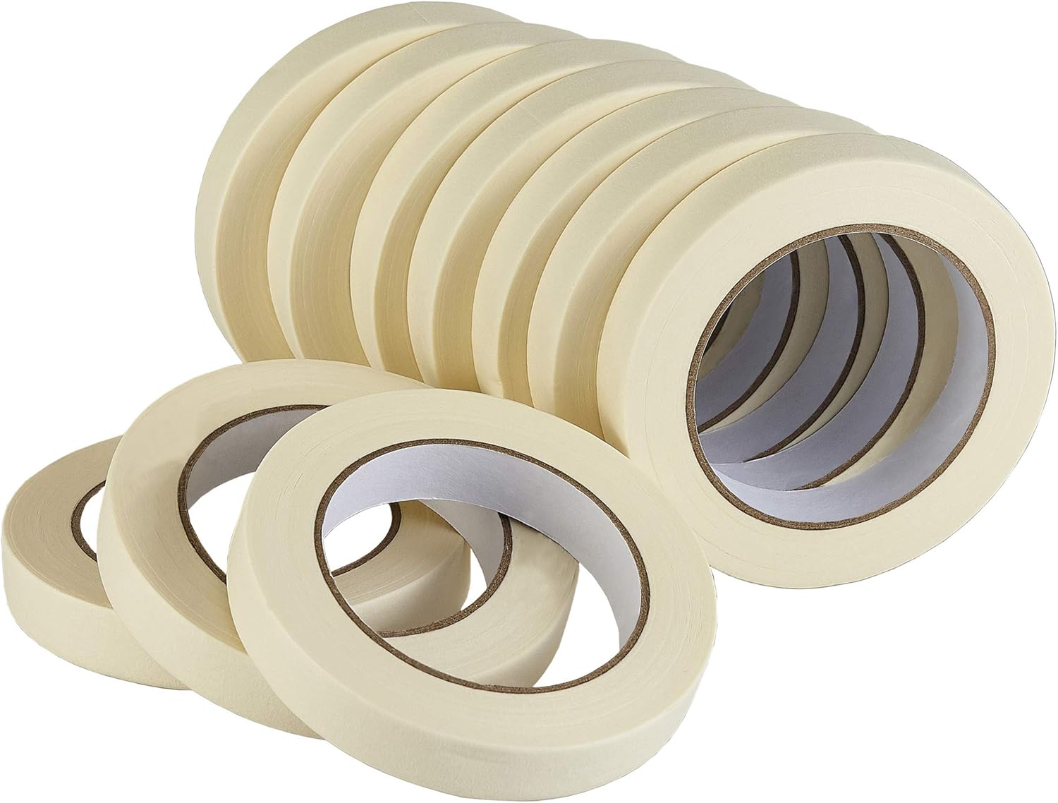 Lichamp Masking Tape 10 Pack General Purpose Beige White Color, 0.75 inch x 55 Yards x 10 Rolls (550 Total Yards), for Painting, Home, Office, School Stationery, Arts, Crafts etc. (3004): Office Products