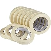 Lichamp Masking Tape 10 Pack General Purpose Beige White Color, 0.75 inch x 55 Yards x 10 Rolls (550 Total Yards), for Painting, Home, Office, School Stationery, Arts, Crafts etc. (3004)