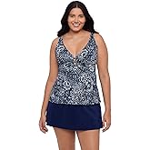 Trimshaper Womens Adjustable Molly Swim Tankini Top with Tummy Control and Molded Cups