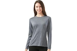 MERIGREENY Womens 100% Merino Wool Base Layer - Midweight Merino Wool Thermal Long Sleeve Shirts for Women Top, Ultra Comfort