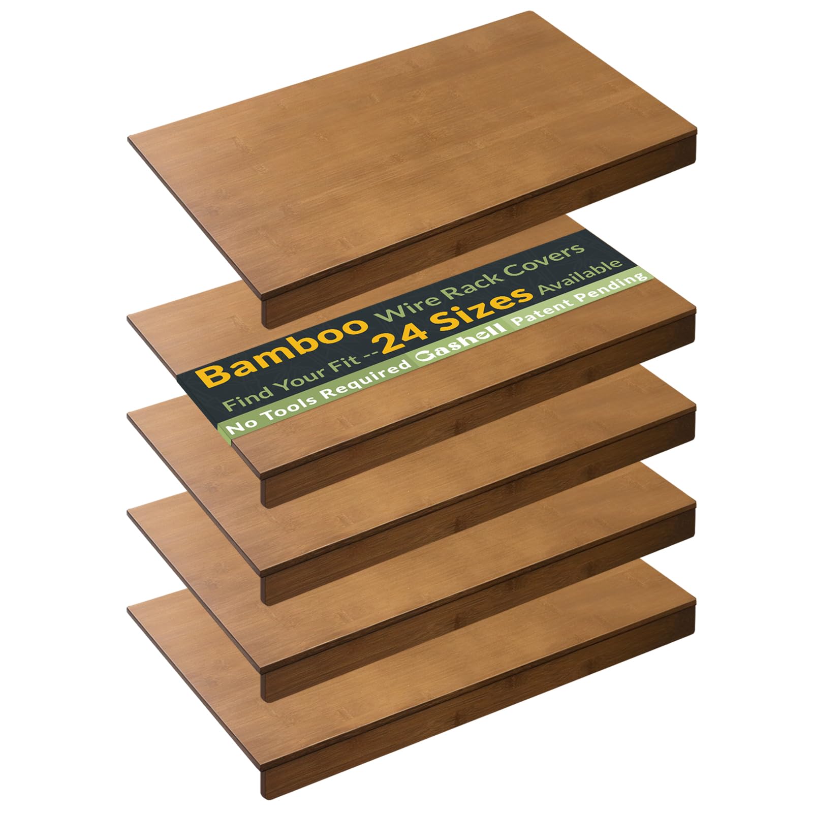 Photo 1 of *** WOOD ONLY*** *** PARTS ONLY****    GASHELL Wire Shelf Covers, Bamboo Wire Rack Covers for Pantry, Closet (5pcs, 36" W x 16" D)