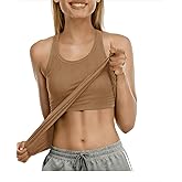 CoziHue Women's Slim Fit Tank Tops with Built-in Bra,Fixed Padded & Light Support,Seamless Workout Yoga Top for Casual Wear