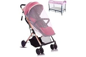 AMORBASE Stroller Mosquito Net, 2-Pack Bug Net Cover for Stroller, Bassinets, Cradles, Playards, Pack N Plays and Portable Mini Crib, Durable Baby Insect Netting Infant Essential (2, Pink)