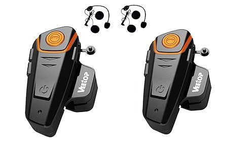 Veetop Motorrad Intercom mit Bluetooth, FM-Radio und 1000M Reichweite. 2er Set/EU-Ladegerät
