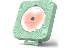 Yintiny Cute Green CD Player with Bluetooth 5.0, Rechargeable Music Player for Home Decor, Portable Lovely Music Player, Remote Control, Support AUX in Cable&USB