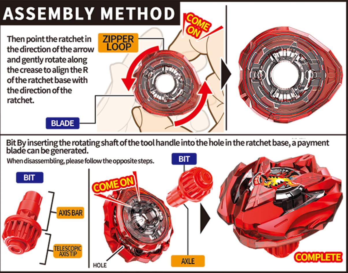 DEZAWRTY Gyro X Set, Buster Dran UX Attack Type with X String Launcher, Right-Spin Blade Starter Pack, Great Toy Gift for Boy Kid 6+