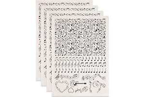 SUPERDANT 4 Sheets Musical Notes Underglaze Transfer Paper Black Ceramic Decals for Pottery Porcelain Cups Plates Vases Clay 