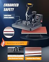 CREWORKS 30x38cm 8-in-1 Swing Away Heat Press 1250W T-Shirt Mug Cap Plate view 5
