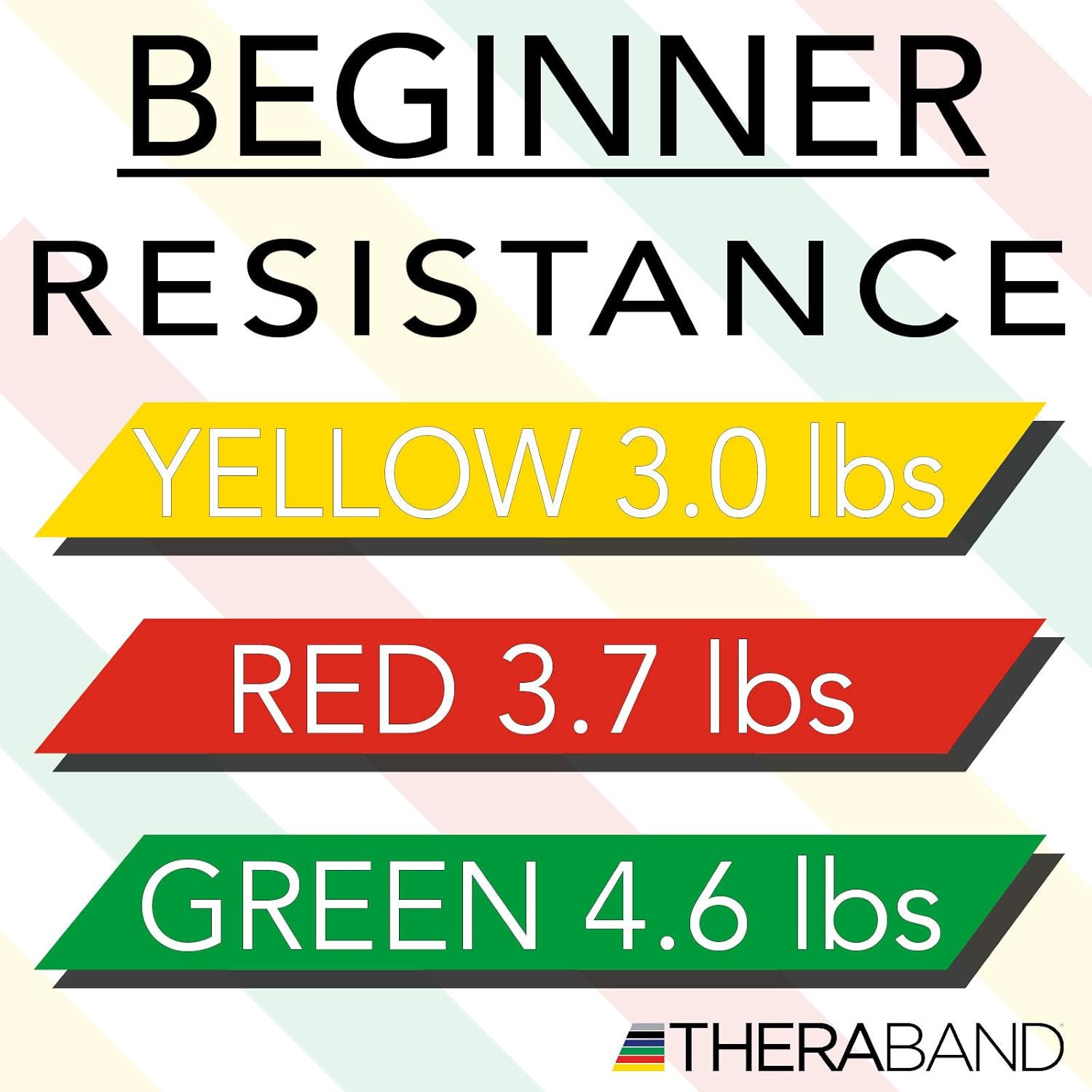 TheraBand Resistance Band Set, Professional Latex Elastic Bands for Upper & Lower Body, Core Exercise, Physical Therapy, Lower Pilates, At-Home Workouts, & Rehab, 5 Foot, Yellow, Red & Green, Beginner: Clothing