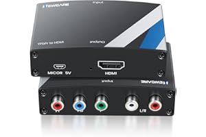 NEWCARE Component to HDMI Converter, Aluminum Alloy YPbPr + R/L to HDMI Adapter, 1080P Component 5RCA RGB Video Audio Converter for PS2 PS3 DVD Xbox 360 Nintendo Wii to Smart HDTV Monitor Projector