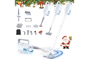 ScrubWiz Steam Mop with Detachable Handheld Steam Cleaner, 10-in-1 Multi Accessories, Quick 10s Heat, 350ml and 2-Level Steamer for Cleaning Floor, Carpet, BBQ Grill, Tile, and Grout, Light White