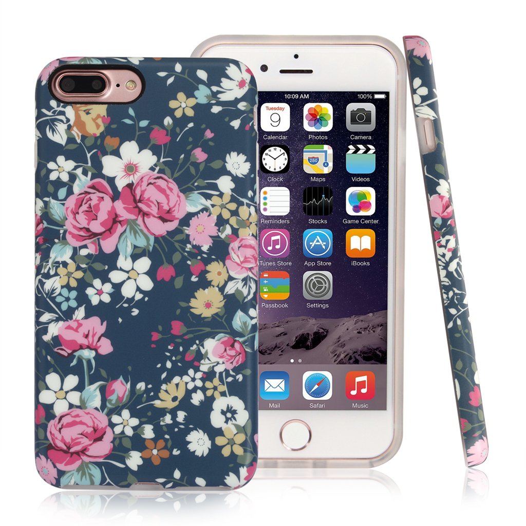 Nasousa iPhone 7 plus for Girls,Floral case,IMD Printing Slim-Fit Ultra-Thin Anti-Scratch Shock Proof Dust Proof Anti-Finger Print TPU Case for iPhone 7 plus(5.5 inch)(Vintage Roses)