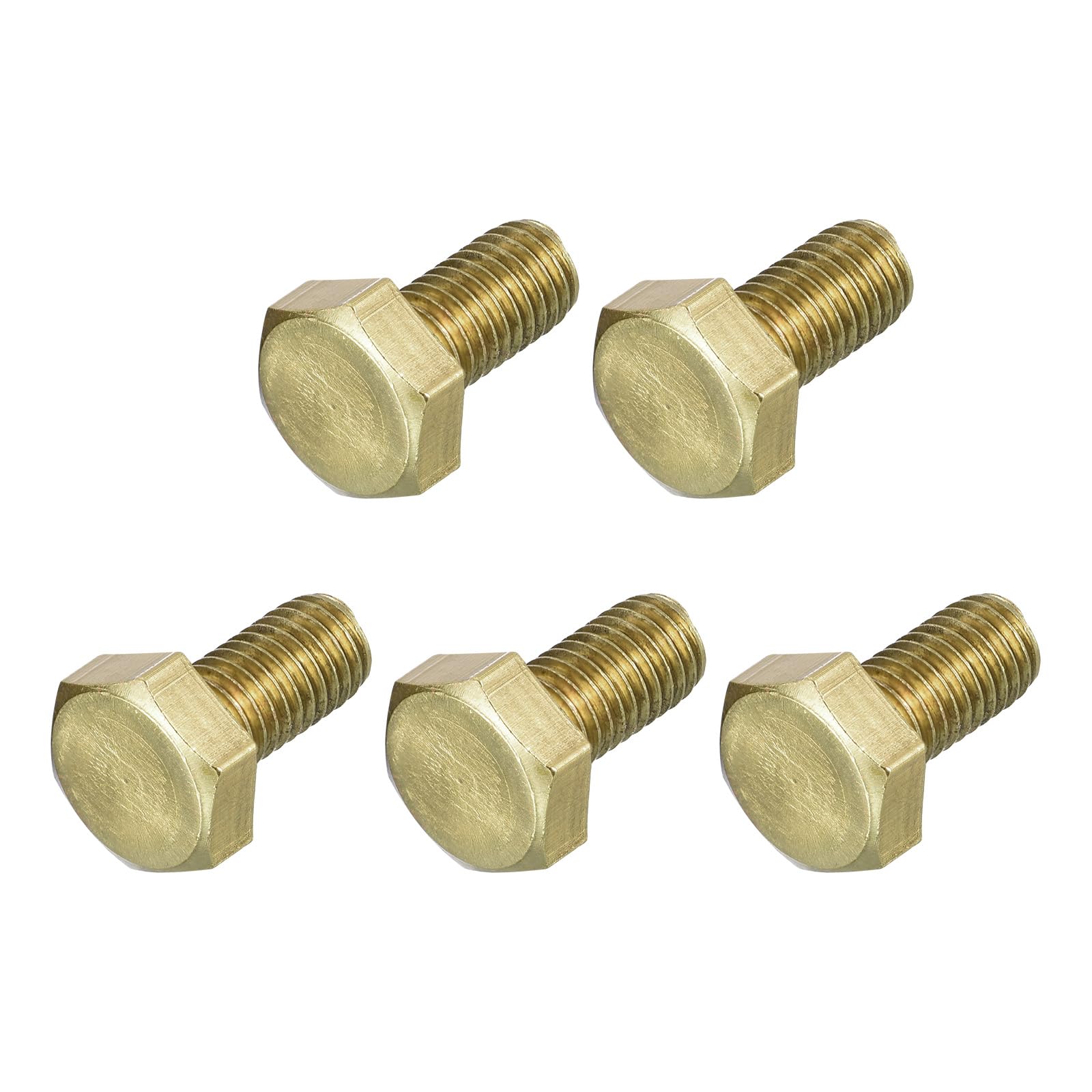 METALLIXITY Hex Head Screw Bolt (M10-1.5x20mm) 5Pcs, Brass Fully Threaded Solid Brass Hex Bolts Machine Screws - for Machinery Repair