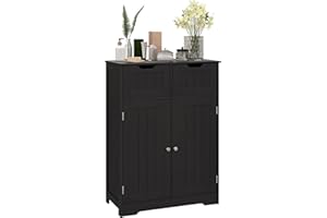 kleankin Freestanding Bathroom Storage Cabinet, Bathroom Floor Cabinet with 2 Drawers, Adjustable Shelf, for Living Room or E