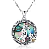 Alphm 12 Constellation Necklace 925 Sterling Silver Zodiac Sign Coin Pendant Necklaces Abalone Shell Astrology Horoscope Jewelry Birthday Gifts for Women