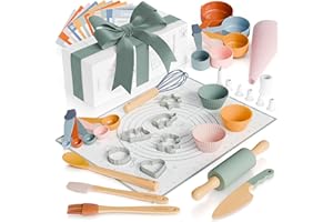 ZICOTO Wooden Baking Set for Kids - A Complete Set of Real Kitchen Utensils Gives Toddlers a Fun Cooking Experience - Durable Safe to Use Tools are Perfect for Gifting to Create Lasting Family Memories