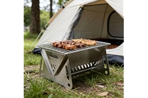 Portable Stainless Steel Wood-Burning Camp Stove Foldable with Chimney Fire Pit for Backpacking Camping Survival Backyard