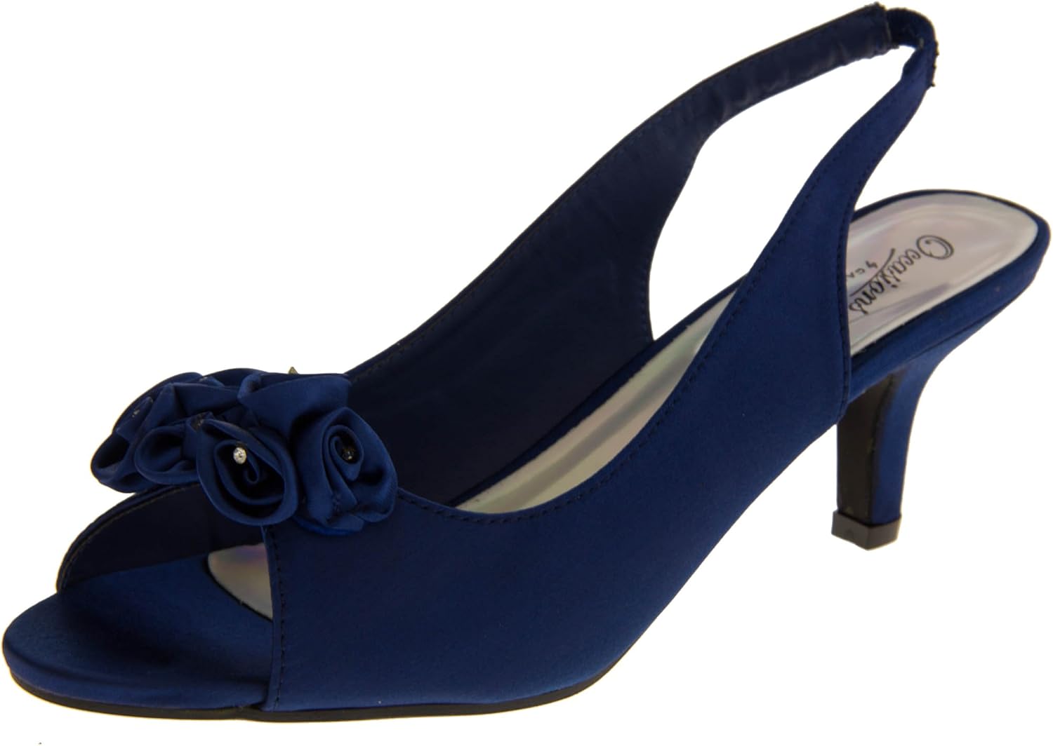 navy low heel slingback shoes