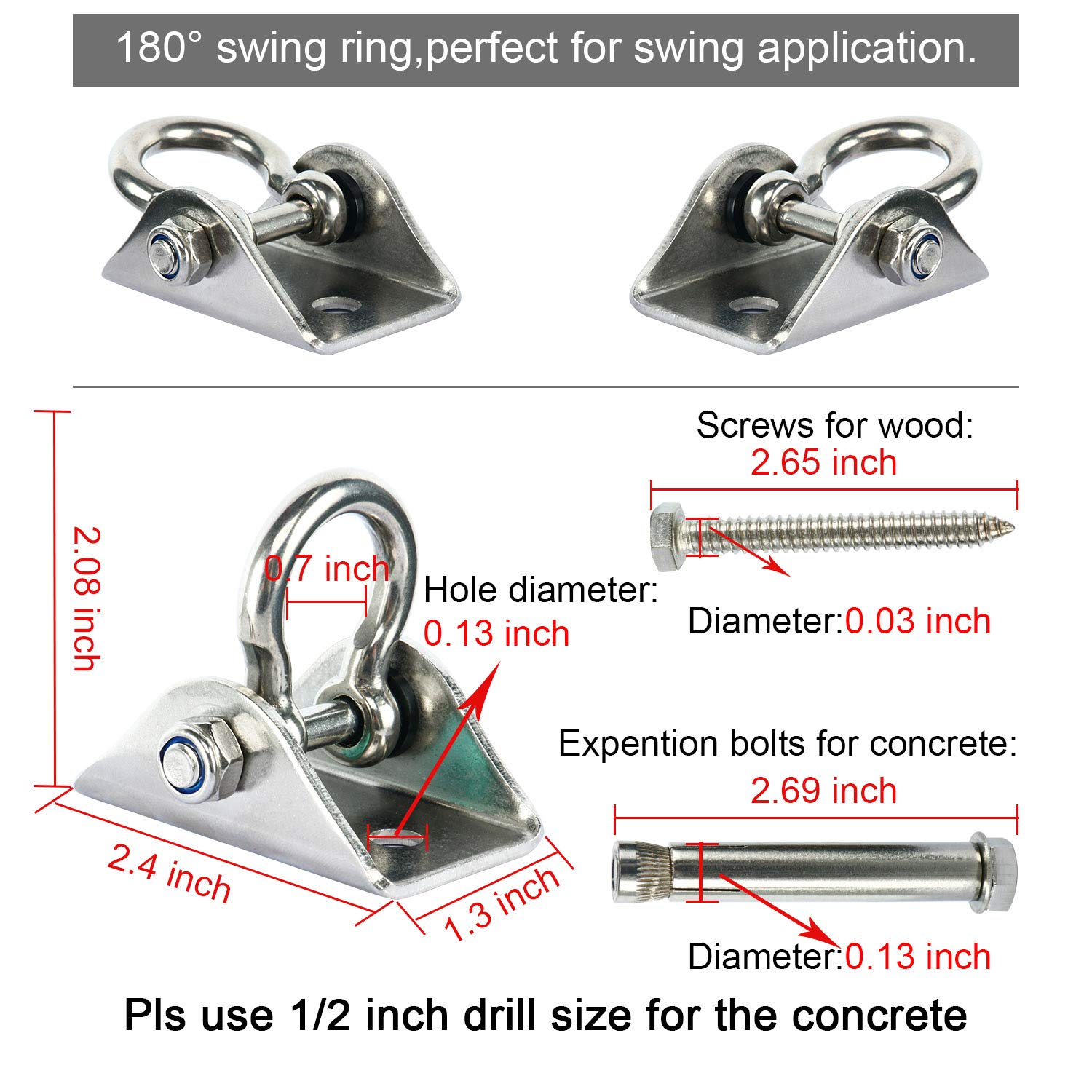 Yaegoo Swivel Swing Hangers Heavy Duty Swing Hooks With 4 Screw