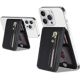 Cavor Compatible with Magsafe Wallet, Adjustable Stand,Magnetic Phone Wallet for iPhone 17/16 Pro Max/14 Pro/15/14 Plus/13/12,Magsafe Card Holder, Zipper Pocket-Black