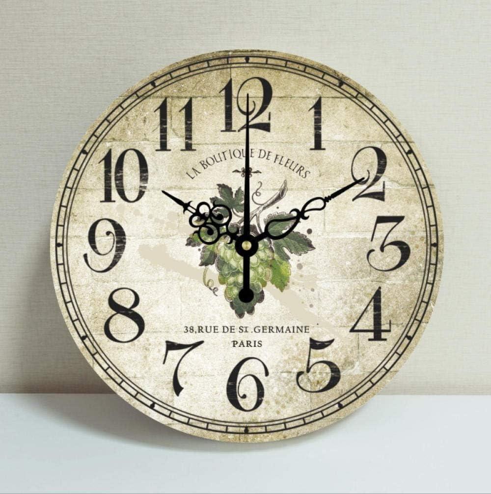 LZCHA Photo Wall Clock Green Grape Vintage Wooden Clock Garden