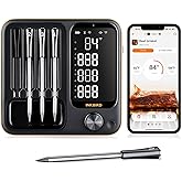 INKBIRD WiFi Wireless Meat Thermometer with 360&deg;Readable LCD Standalone Base，4 Probes Digital Food Meat Thermometer with Remote Control for BBQ, Grill, Oven, Smoker, Rotisserie, Kitchen