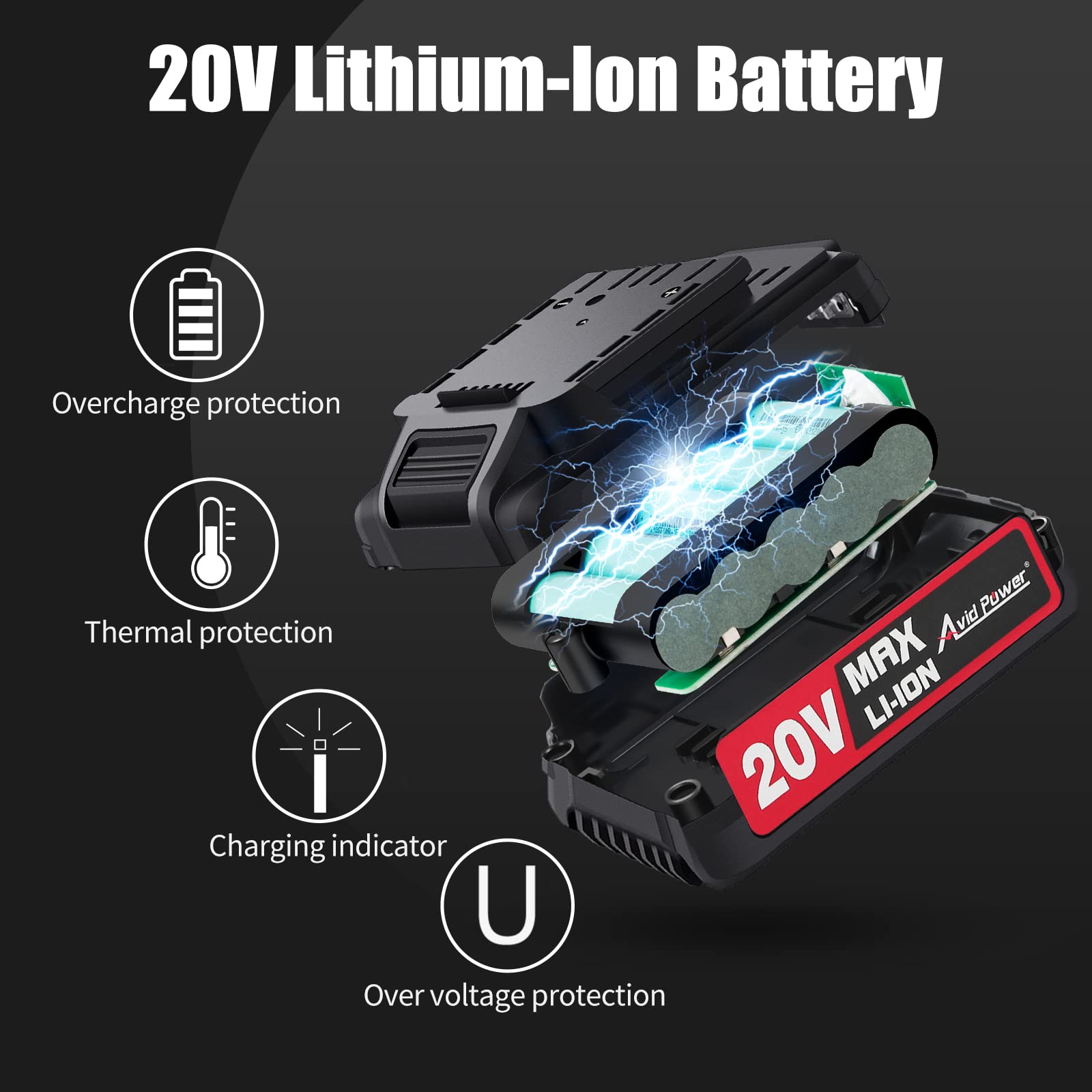AVID POWER 20V Cordless Drill Set, 320 In-lbs Torque Power Drill/Driver Kit with Drill Brush, 2 Variable Speed, 3/8'' Keyless Chuck (Drill Bit Set Not Included)