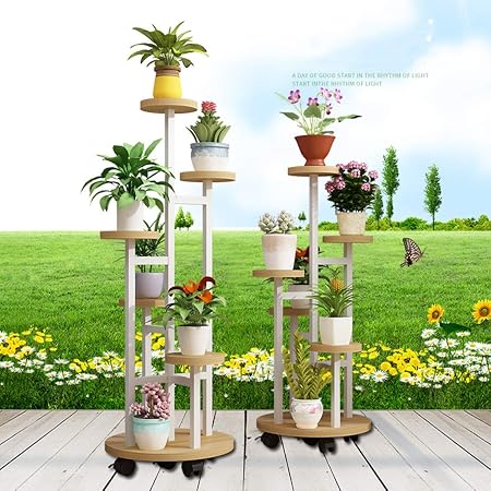 Jardinería Mobile Rack Polea Flower Stand Multi-capa De Cubierta ...