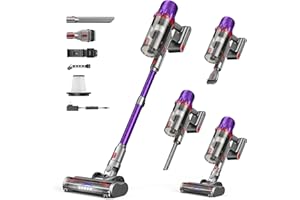 iXlion Cordless Vacuum Cleaner - Powerful Stick Vacuum with HEPA Filter, 55-Min Runtime, LED Light, Anti-Tangle Brush, Detachable Battery, Lightweight for Home, Pet Hair, Carpets & Hard Floors