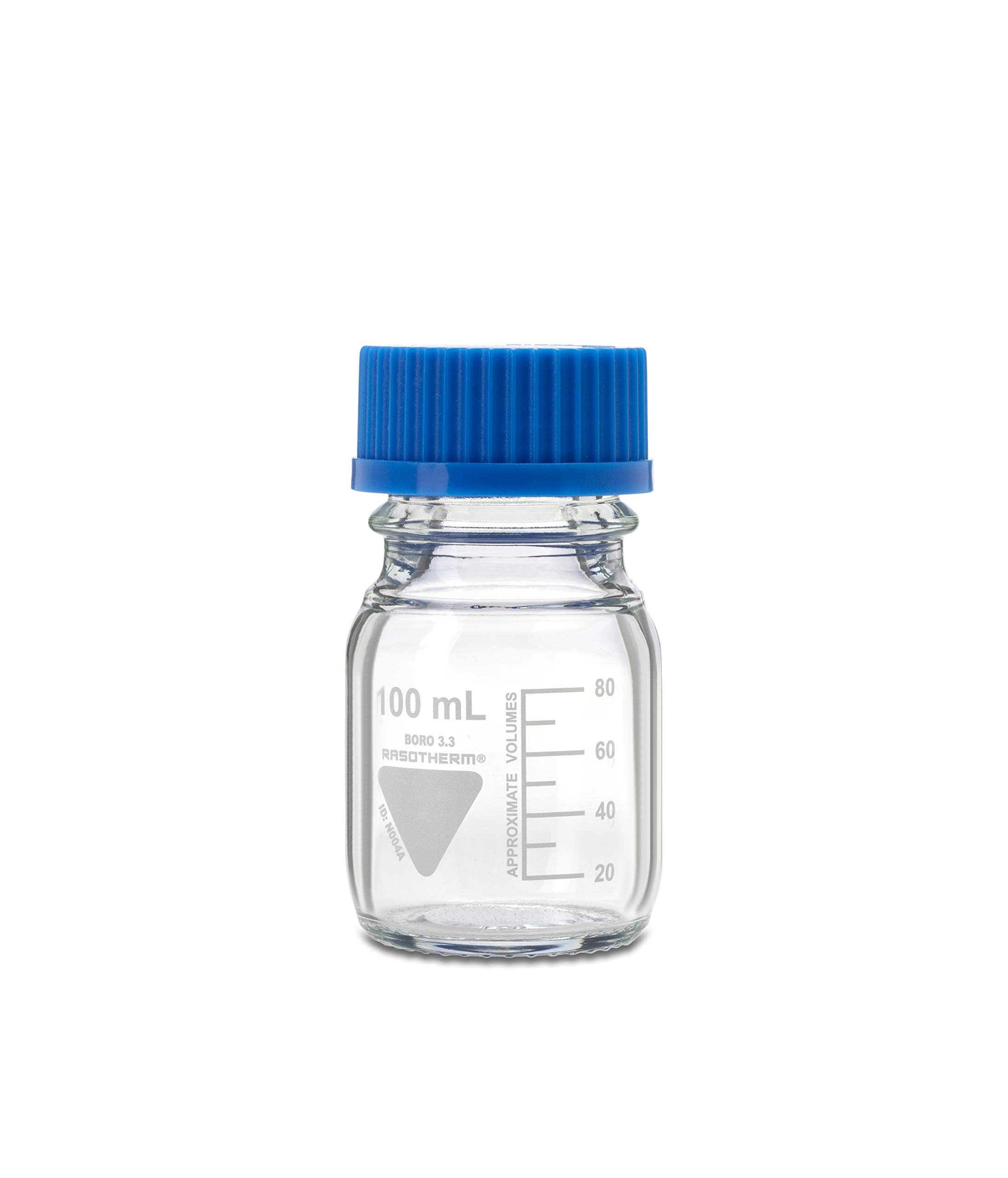 RASOTHERM Laboratory Bottles (Boro 3.3) GL45 Blue Screw Cap 100ml