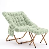 Kasunpul Comfy Saucer Chair, Soft Faux Fur Oversized Folding Accent Chair, Lazy Chair for Teens Adults