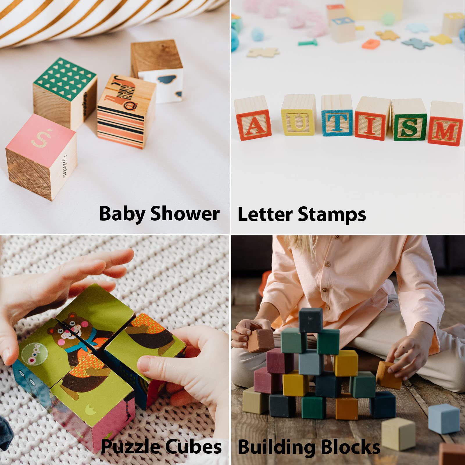Unfinished Wooden Blocks for Crafts 1 inch, 50PCS Blank Wood Blocks for Crafting, Natural Wood Cubes Solid Wooden Square Blocks for Baby Shower, Kids DIY Projects, Puzzle Making, Letters, Stamps