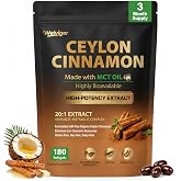 Welvigor Ceylon Cinnamon with MCT Oil for Daily Metabolic &amp; Energy Support | Organic Ceylon Cinnamon in MCT oil for smooth absorption, keto diets &amp; 3-in-1 Berberine Chromium complex, 180 Ct