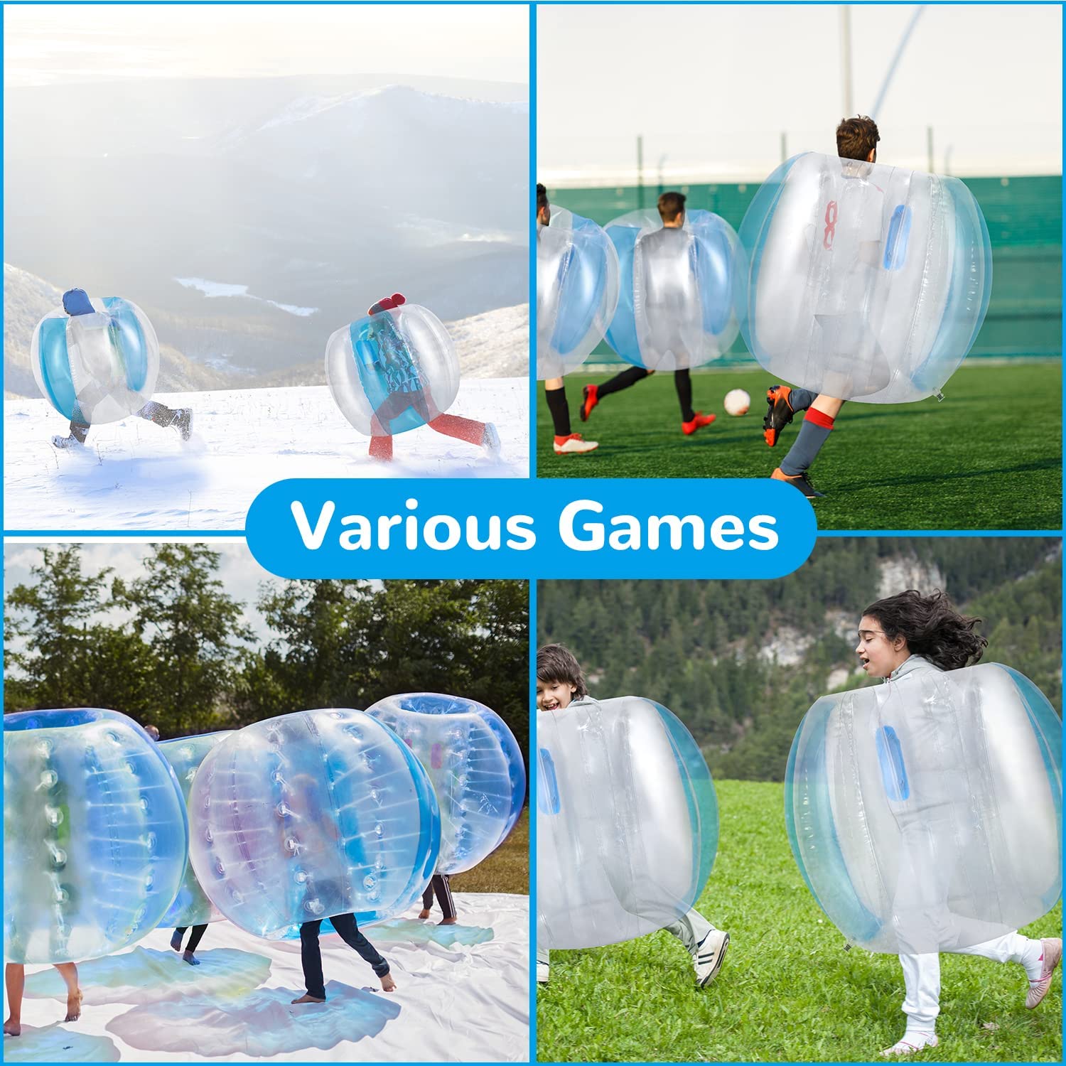 Theefun Bumper Balls, 2 Pack Inflatable Sumo Ball, 36inch Bopper Toys for Kids Physical Outdoor Active Play, Giant Human Hamster Knocker Body Zorb Ball, Body Bubble Soccer Ball