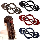 Xindojuz 4 PCS Vintage French Hair Barrettes for Women, No Slip Snap Barrette Clips for Thin Long Short Hairs Stylish Strong Hold Flat Hairs Accessories for Women Girls (4 Colors)