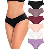 FINETOO Seamless Underwear Women No Show Cheeky Bikini Panties 6 Pack | Wave Edge,low rise,silky smooth,Chic Lingerie,Breathable,Flattering Outfit,Fitness Workout,Daily &amp; Travel wear,Soft