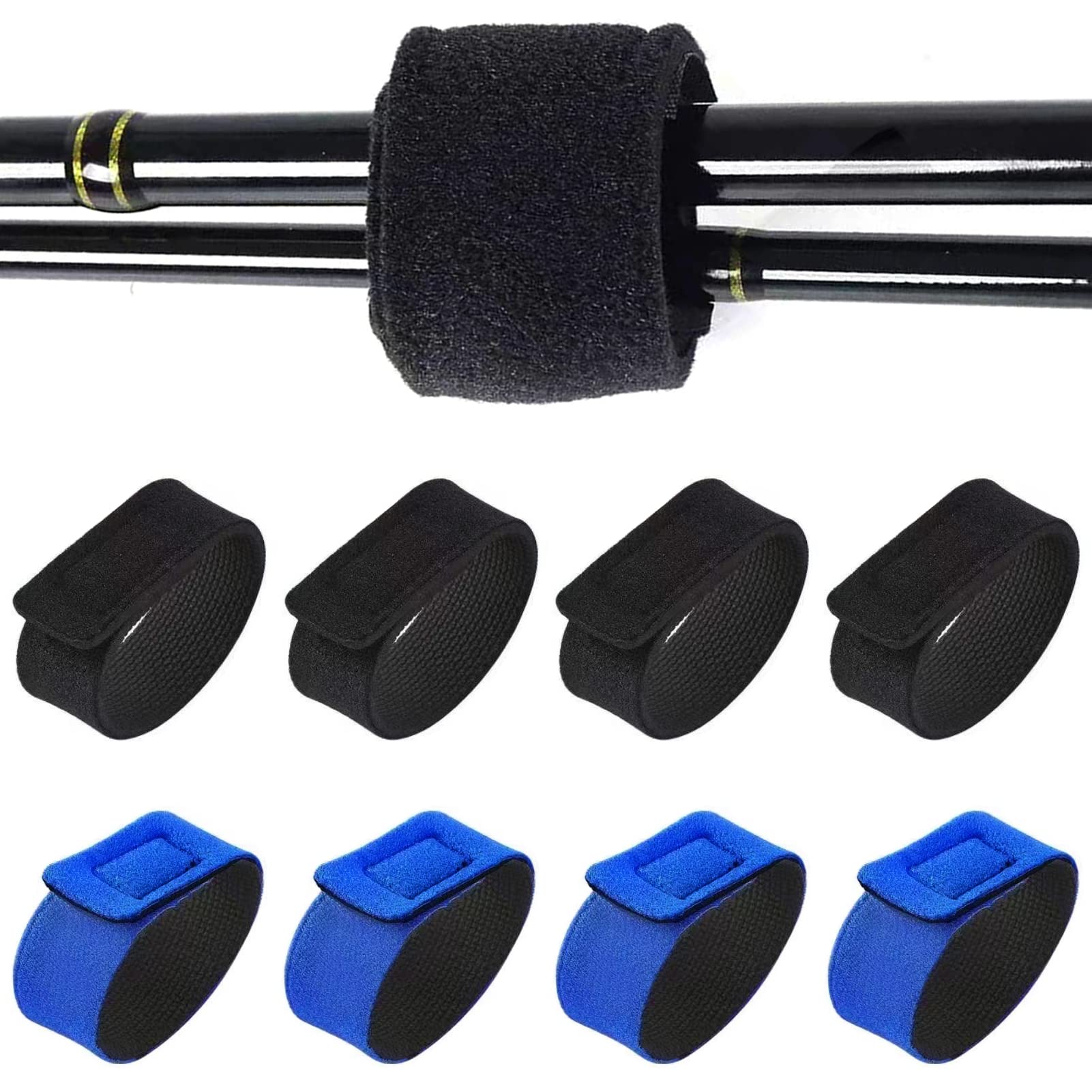8 Pcs Fishing Rod Straps, Adjustable Straps for Fishing Rod Fix, Heavy Duty Cable Ties, PoleFishing Accessories, Reusable Securing Strap for Rod
