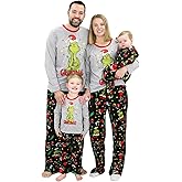 Dr. Seuss Grinch Pajamas - Family Christmas Pajamas Set, Matching Grinch PJs Top & Pant Loungewear Set for Men, Women & Kids