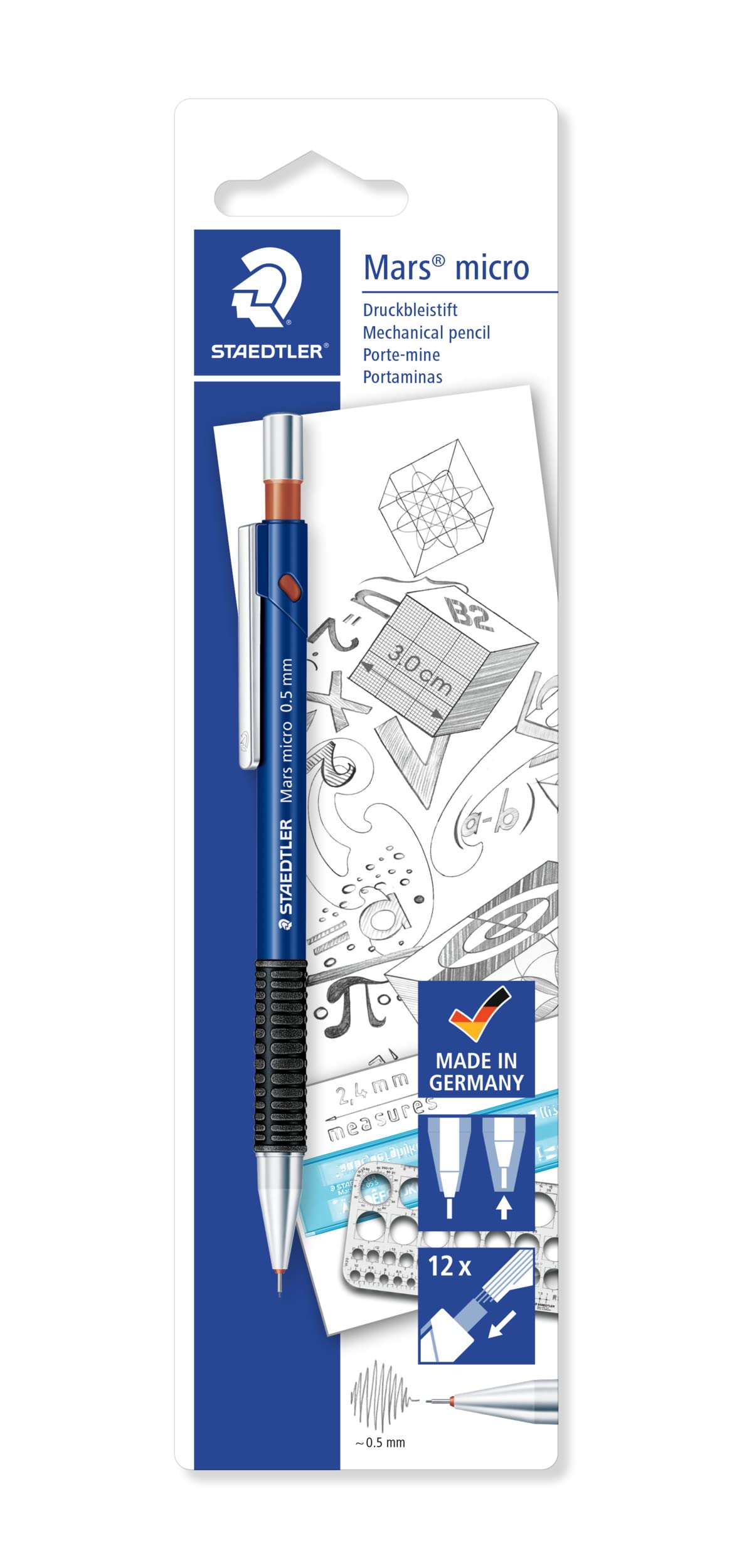 STAEDTLER 775 05BKDA Mars Micro Mechanical Pencil HB, Pack of 1 in Blister Pack