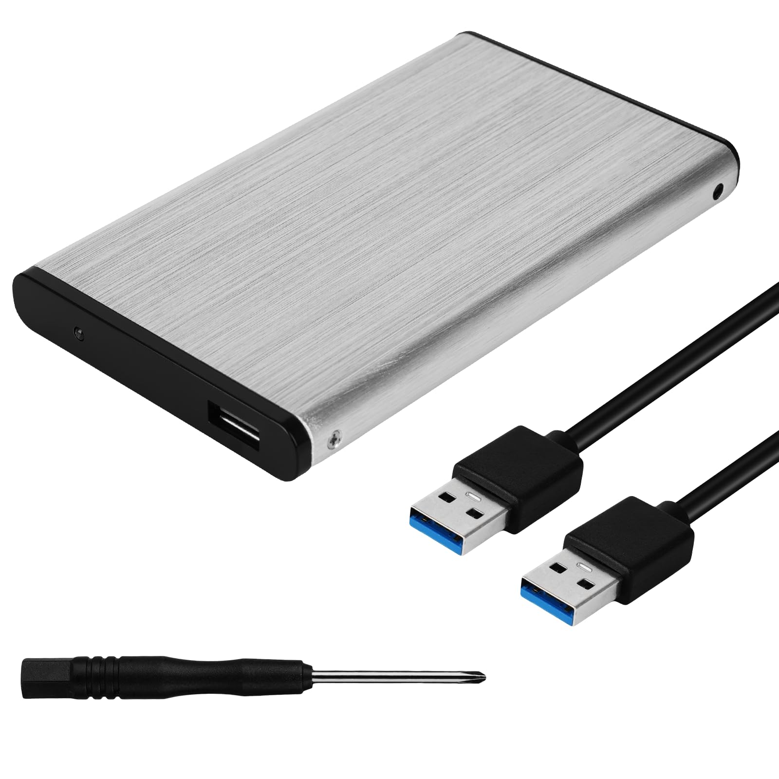 Photo 1 of *SCREW DRIVER NOT INCLUDED* A-Goldnest Aluminum Alloy 2.5" Hard Drive Enclosure USB 3.0 to SATA III Adapter Supports 2.5 Inch SSD & HDD 9.5mm 7mm External Hard Drive Enclosure Silver