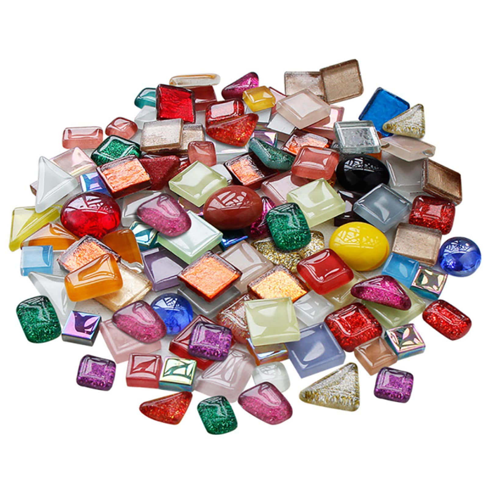 200g Mixed Color Crystal Mosaic Tiles, Small Transparent Glass Mosaic Tiles for Craft Bathroom Kitchen Home Decoration DIY Art Projects (Irregular)