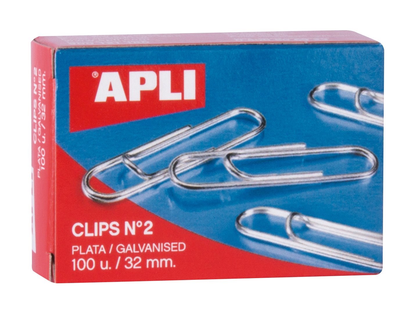 Apli 11714 Silver Paperclips 32mm Pack of 100