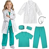 RioRand Doctor Costume for Kids With Stethoscope Lab Coat Career Day Costume Halloween Dress Up For Boys Girls 3-12